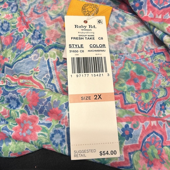 Ruby Rd. Multicolor Short Sleeve Top - Picture 6 of 6